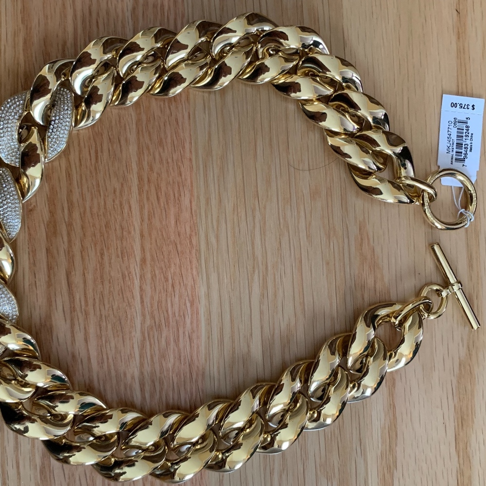 NWT Michael Kors Gold & Diamond Statement Necklace - Picture 4 of 4
